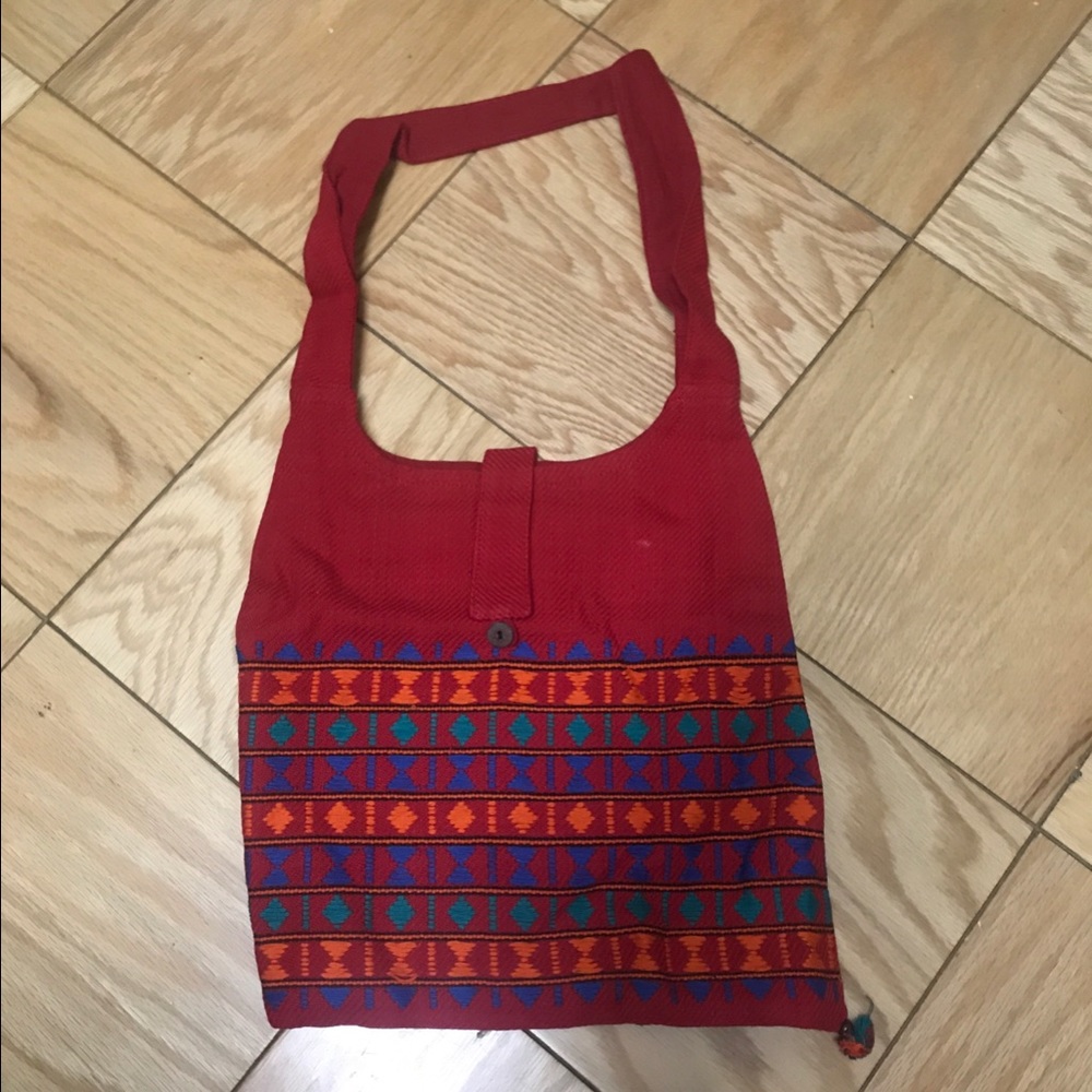 Hand crafted red bag